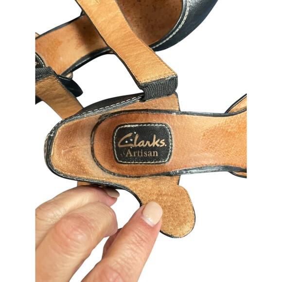 Clarks Black Lea Diamond Hart Peep‎ Toe Heels 85321 - 8 M Career Office - Picture 12 of 16